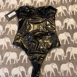 Black Vinyl Bodysuit